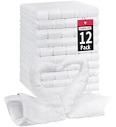 HOMERHYME Microfiber Washcloths Face Towel, 12 Pack White Towels Fingertip Washcloth, Soft Lint F...