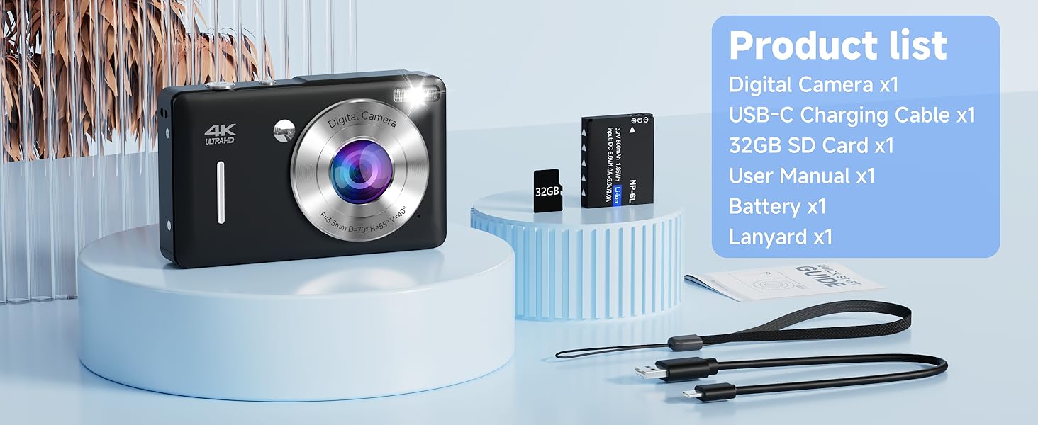 Digital Camera for video packing list,black camera for kids,black digital camera,camera for teens