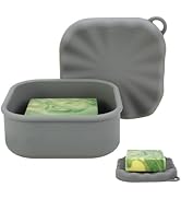 Square Travel Soap Case, Bar Soap Holder for Dr Squatch, Silicone Soap Case with Soap Saver, Port...