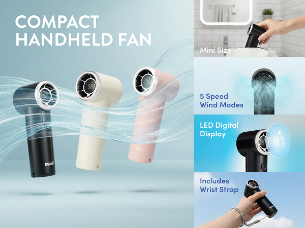 mavie personal fan portable neck cooling hands free bladeless airflow rechargeable quiet small turbo