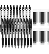 Shuttle Art Black Gel Pens, 48 Pack(20 Pens with 28 Refills) Retractable Medium Point Rollerball ...