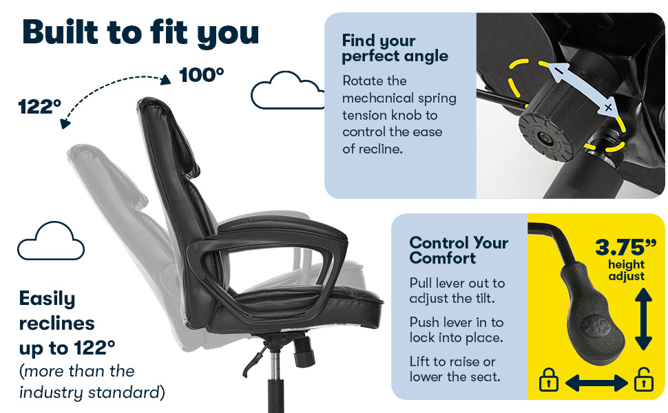 Serta, Office Chair, Comfort, Control, Ergonomic, Adjust, Back In Motion, Armrest, Posture