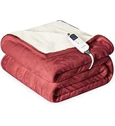 Cozorbt Heat Blanket 50”x60” Throw,Soft Flannel &amp; Sherpa Reversible Electric Blanket with 10 Heat...