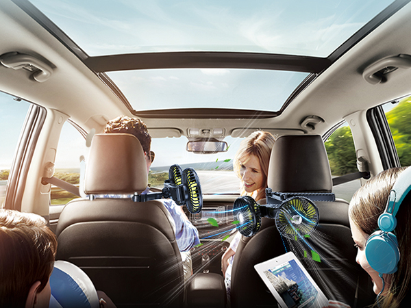 Nauttxon Car Fan for BackSeat Kids, 360°Rotatable Car Seat Fan for Baby Rear Facing, Car Seat Fan