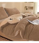 LLanCL 3D Jacquard Design Comforter Set, Luxury Cozy Sherpa Fur Plush 3-Pieces Ultra-Soft Warm Se...