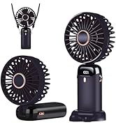 Portable Mini Fan - Type-C Rechargeable, 4000mAh Battery, LED Display, 90 Foldable, 5 Speed Wind,...