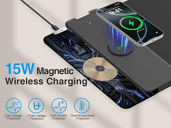 magnetic wireless charging mouse pad
