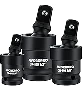 WORKPRO Impact Universal Joint Set, 3 Piece-1/2", 3/8", 1/4"Inch Drive Swivel Socket Set, Socket ...