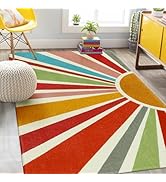 STARUIA Kids Rugs for Playroom 5'x7' Rug, Boho Washable Area Rug for Kids Room, Rainbow Kids Nurs...