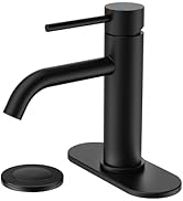 FORIOUS Matte Black Bathroom Faucets 1 Hole, Lead-Free, Bathroom Sink Faucet with Pop up Drain an...