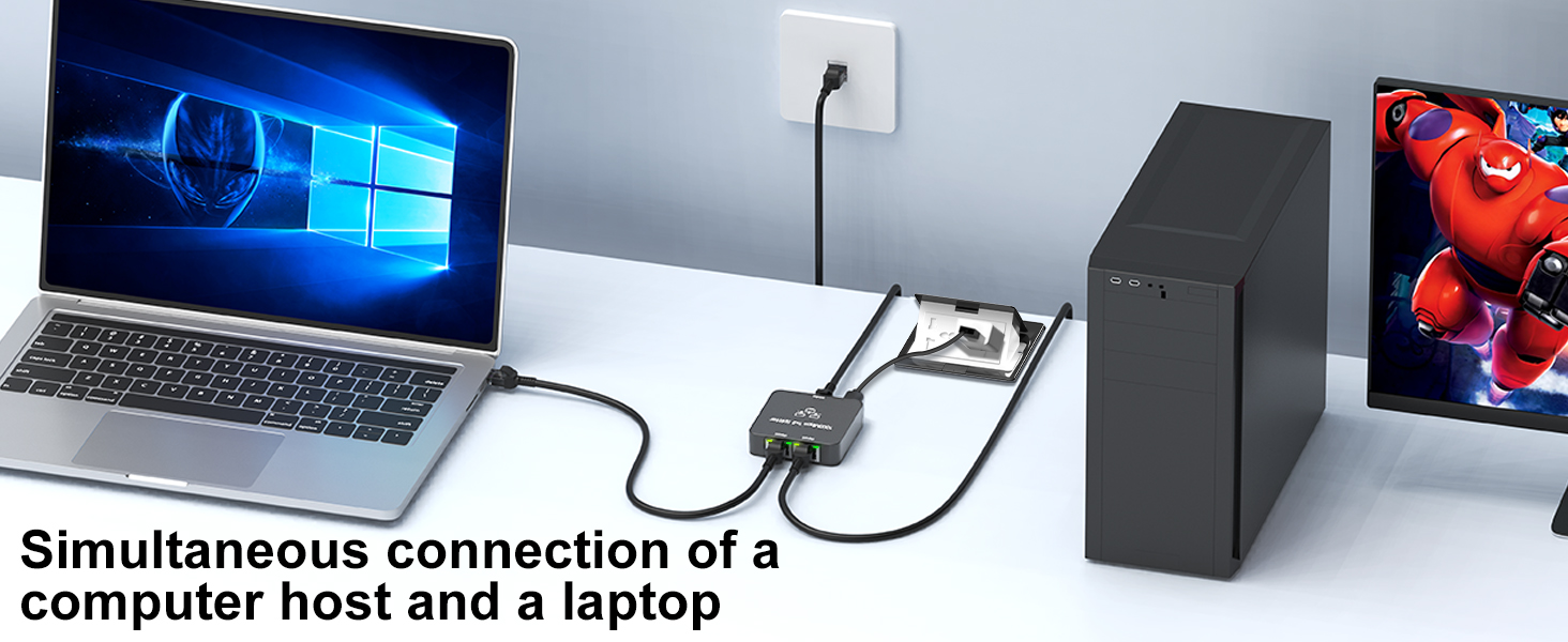 Ethernet Splitter 1 to 2 with Ethernet Cable