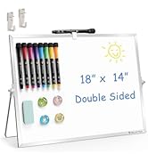 TSJ OFFICE Small White Board - 18 X 14 Inches Small Magnetic Dry Erase Board with Hooks for Wall,...