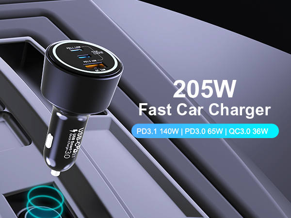 205W usb c car charger