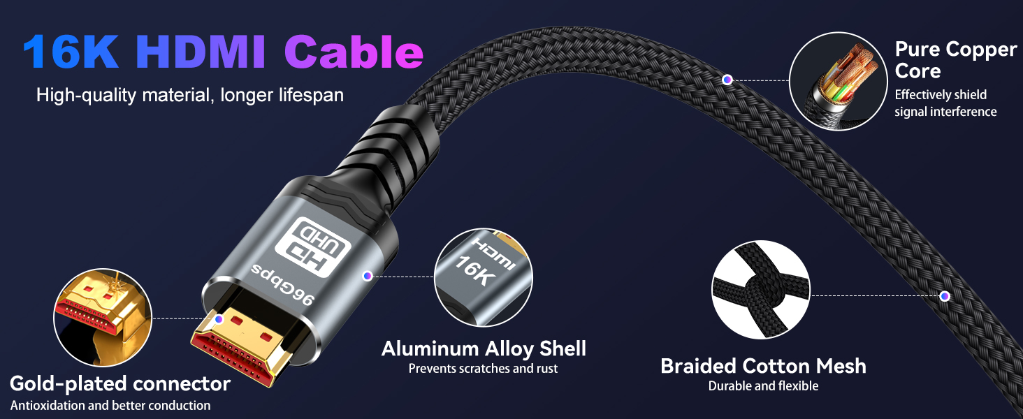 16K hdmi 2.2 cable 2.1 4k 240hz 144hz 3ft 6ft 10ft 3 4 5 6 10 ft feet foot 120hz 165hz 180hz