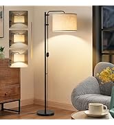 GyroVu Floor Lamp for Living Room, Adjustable Height Standing Lamps with 350° Rotate Beige Lampsh...