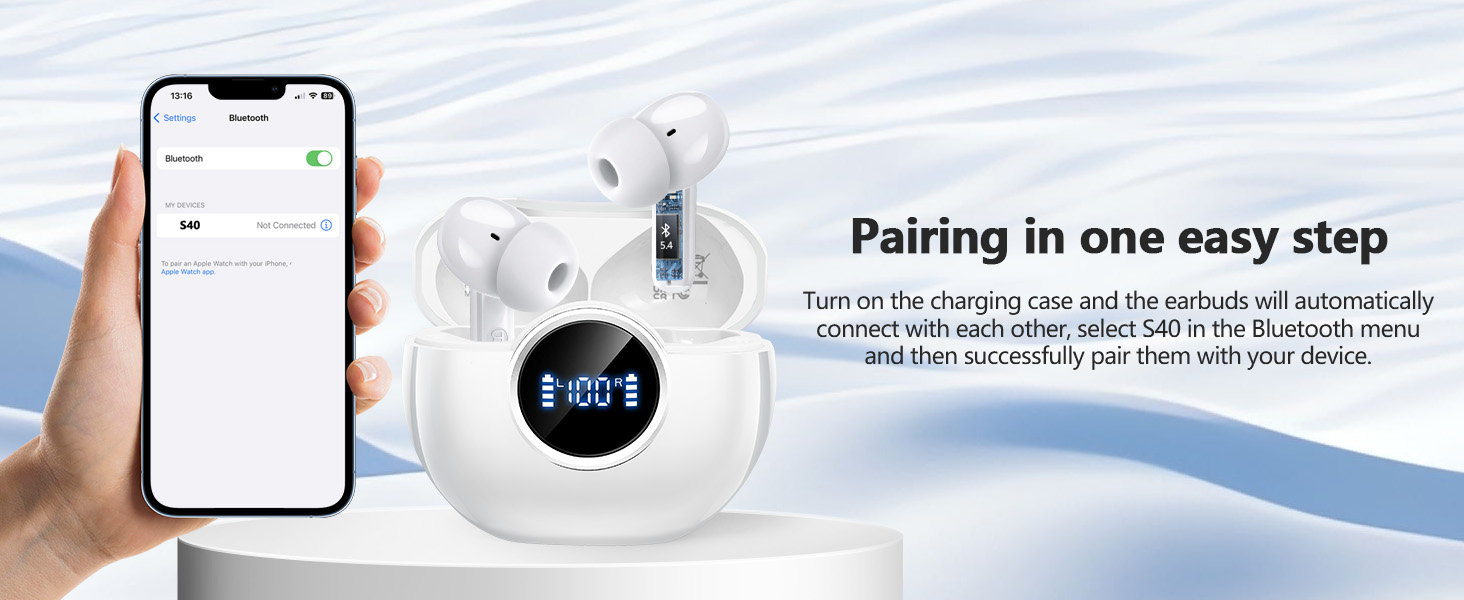 Wireless Earbuds 2025 NEW Bluetooth 5.4 Headphones Bass 3D Stereo, In-Ear Earphones with 4 ENC