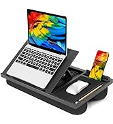 LORYERGO Adjustable Laptop Desk with Cushion, Mouse Pad & Cellphone Slot - Laptop Stand for Bed &...