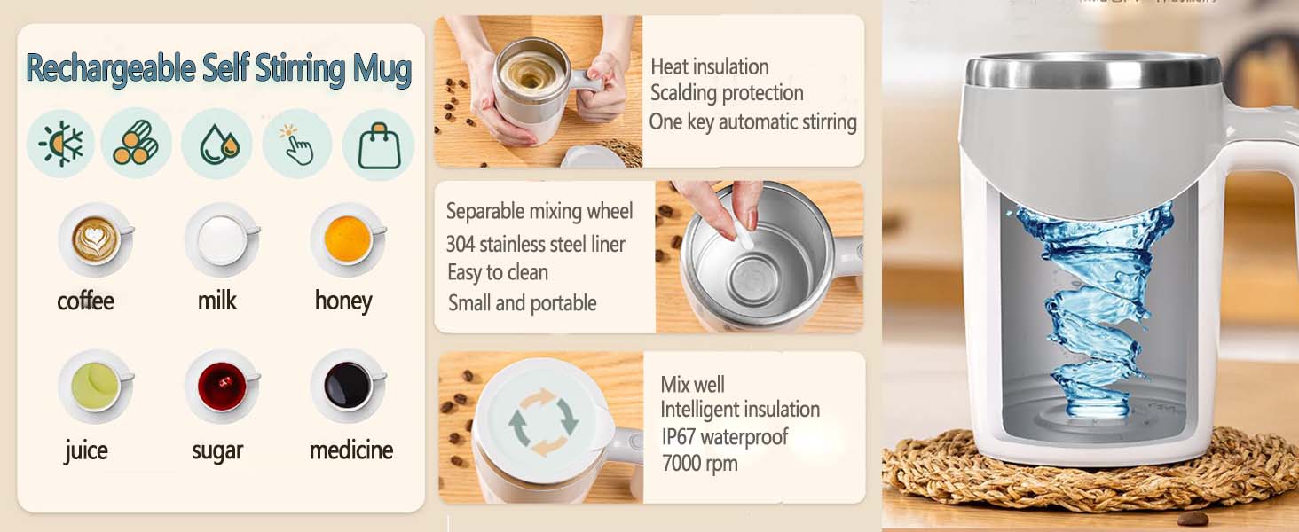 Rechargeable Self Stirring Coffee Mug
