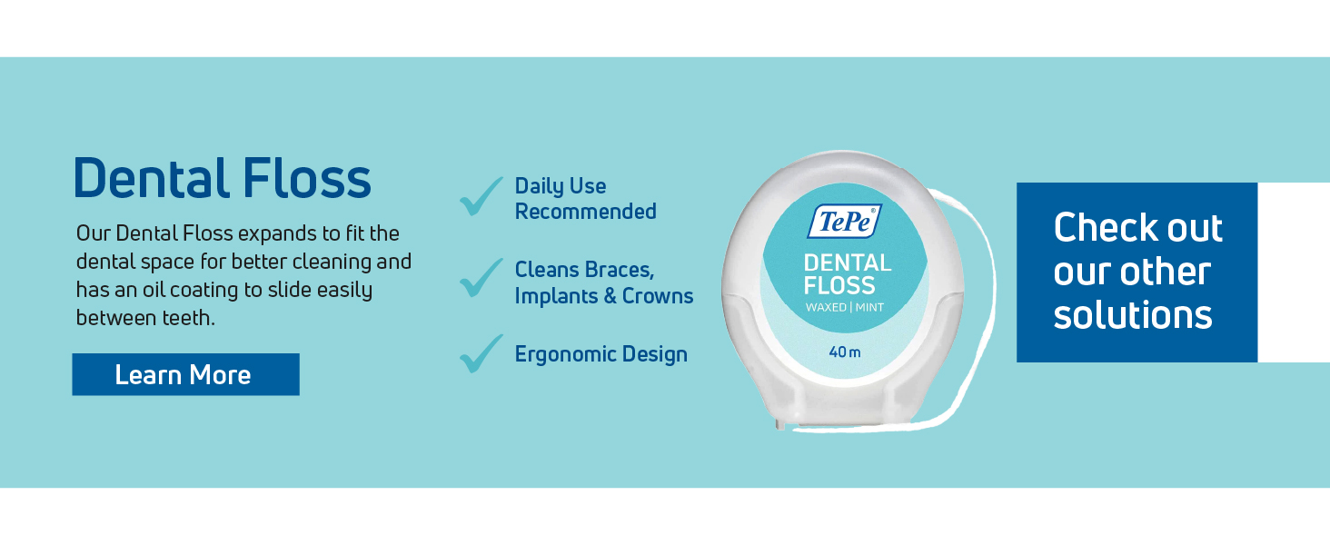 Information about dental floss. Text reads: Dental floss. 