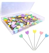 200pcs Sewing Pins Flat Head Straight Pins, Colored Pearl Head Stick Pin Long 2.16inch Quilting P...