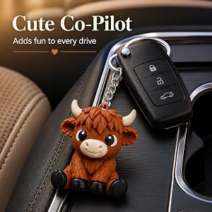 Highland Cow Keychain Car