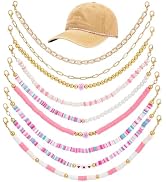 PH PandaHall 9pcs Trucker Hat Chains Bulk Pink Gold Hat Decorations 10.2-10.6in Hat Charms Hat Je...