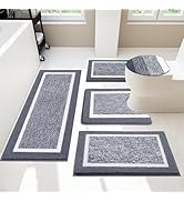 Pauwer Bathroom Rugs Sets 5 Piece with Lid Cover Bathroom Shower Rugs with U-Shaped Contour Toile...
