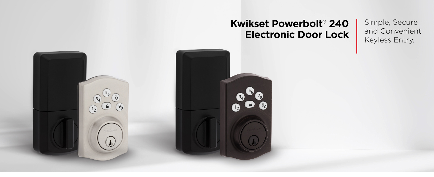 Powerbolt Kwikset deadbolt keypad 5 button satin nickel venetian bronze smartkey lock door auto lock