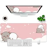 Pink Gaming Mouse Pad Cat Large Mouse Pad Office Desk Accessories XL Funny Desk Mat 31.5x11.8x0.1...