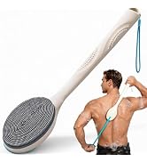 BUBBLEDANCE Silicone Back Scrubber with Extendable Long Handle (17.5"-31.9"), Firm Bristles for ...