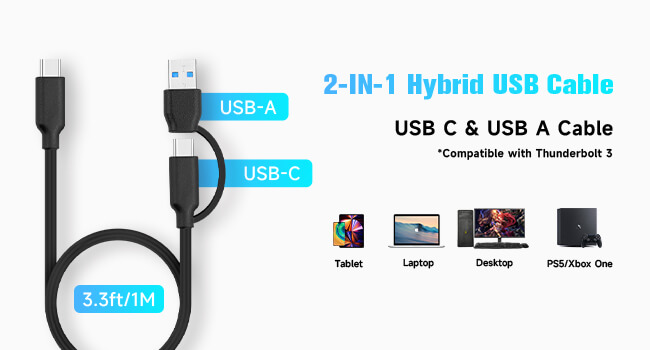 hard drive enclosure with 3.3ft usb a/usb c cable
