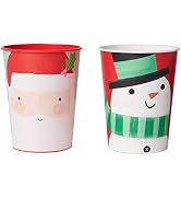 American Greetings 8-Count 16 oz. Reusable Plastic Cups, Santa and Snowman Christmas Party Supplies
