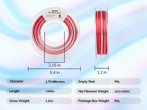 Silk PLA 3D Printer Filament, Shiny Multicolor Rainbow PLA Filament 1.75mm