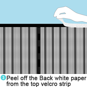 3 peel off the back white paper from the top velcro strip
