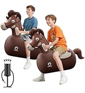 QPAU Infatable Bouncy Horse Toys 2 PCS with Hand Pump, Heavy Duty Giant Bouncy Pal, 220lbs Load C...