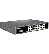 Ztyuav 18-Port Full Gigabit Unmanaged PoE Switch with 16 PoE+ Ports @250W, 2 Uplink Ports-IEEE802...