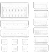 Vtopmart 15 PCS Clear Plastic Drawer Organizers Set, 4-Size Versatile Bathroom and Vanity Organiz...