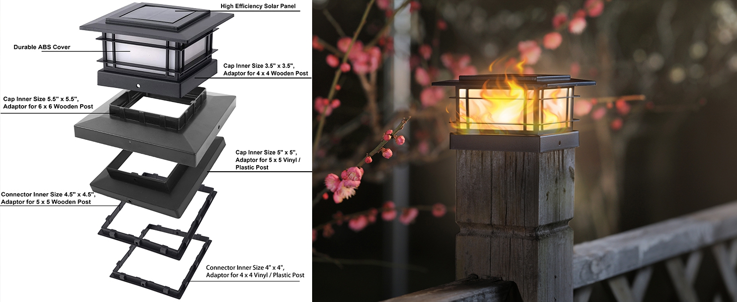 Solar Flame Post Lights
