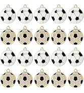DICOSMETIC 24Pcs Baseball Soccer Charms Bulk Sport Ball Charms Alloy Enamel Sport Pendant Rhinest...