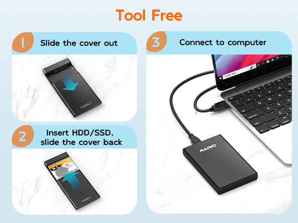 2.5'' hard drive external storage case for Windows 11 Macbook Linux PC computer laptop