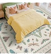 Green Butterfly Rugs for Girls Bedroom - 8x10 Floral Area Rug for Living Room, Dining Room Under ...