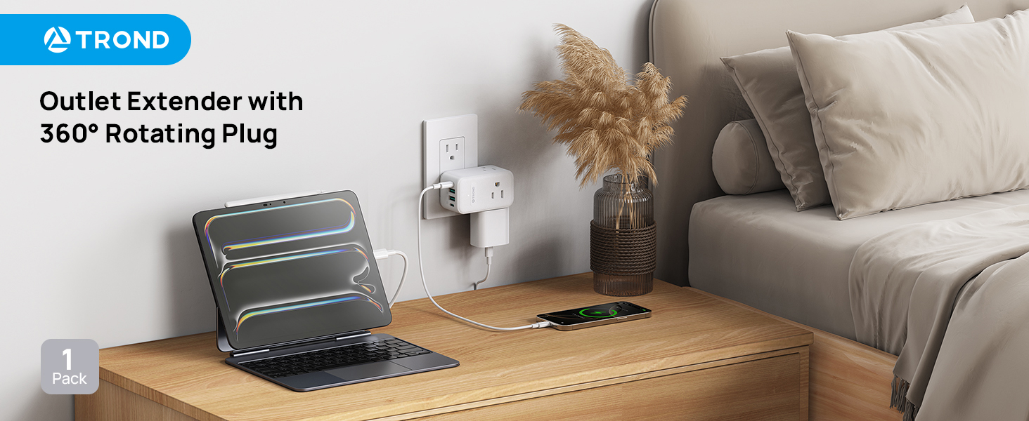 outlet extender with 360 rotating plug