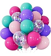 Pink Blue Purple Balloons - 24 Pcs Mermaid Balloons, 12 Inch Latex Hot Pink Purple Teal Pastel Pi...
