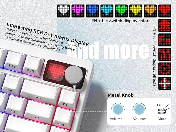 75% Wireless Mechanical Gaming Keyboard with Knob &amp;amp; Display, Thocky Creamy Keyboard