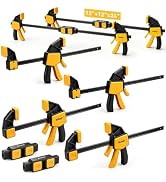 6-Pack Wood Clamps for Woodworking, 4-Piece 12" Bar Clamps with 2-Piece Clamp Connectors, Quick-R...