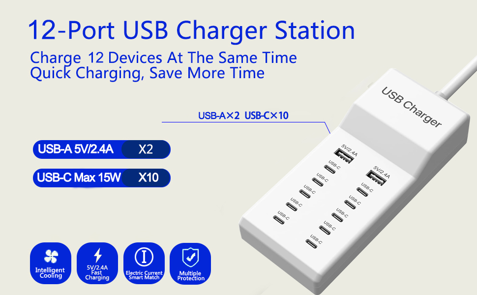 12 Ports USB Charging Station