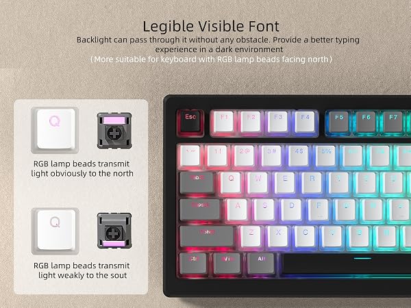 PBT Shine Through Keycaps for mechanical keyboard, Pudding Keycaps 60% 75% 100% Keyboard