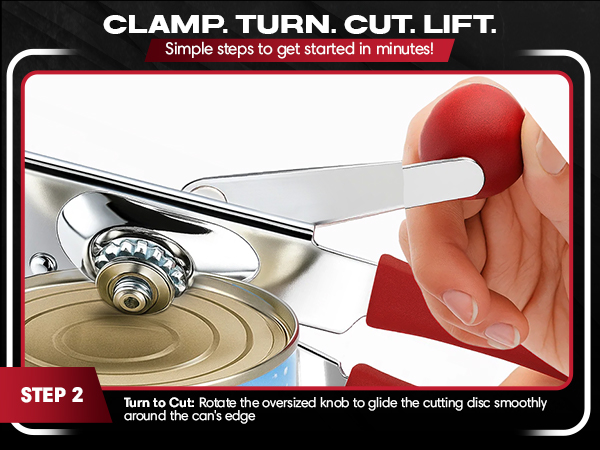 Can Opener Heavy Duty - Manual Hand Crank for Large Cans with Anti-Slip Grip - Stainless Steel