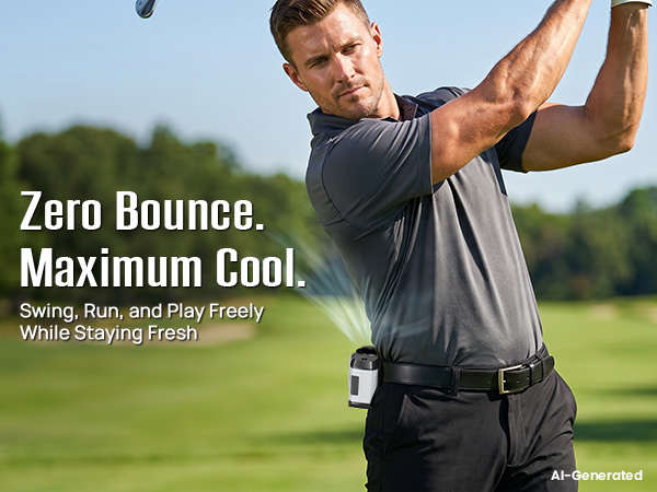 waist fan for men supports hands-free cooling for golf, walking, and workouts