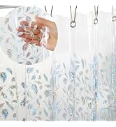 Ga-Geetopia Holographic EVA Feather Thin Shower Curtain Liner, Wing Pattern 72x72 Inch Medium Wei...